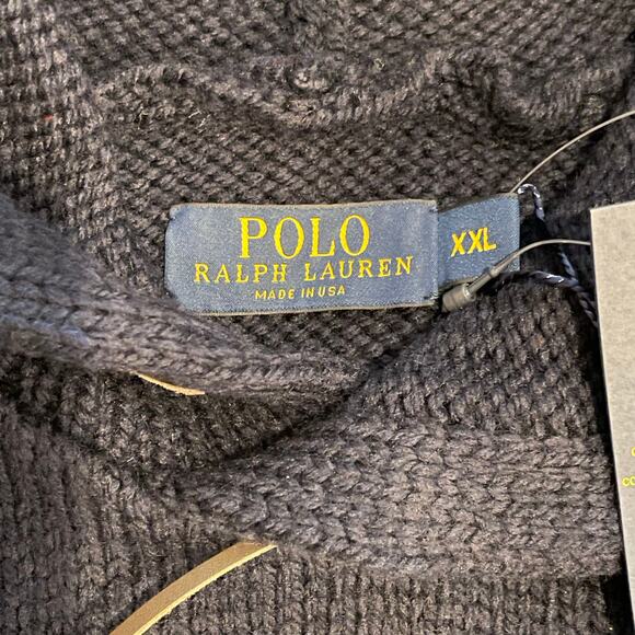 Ralph Lauren Mens Sweater XXL Luxe Designer Hooded Preppy Wool Warm Winter - Picture 8 of 8